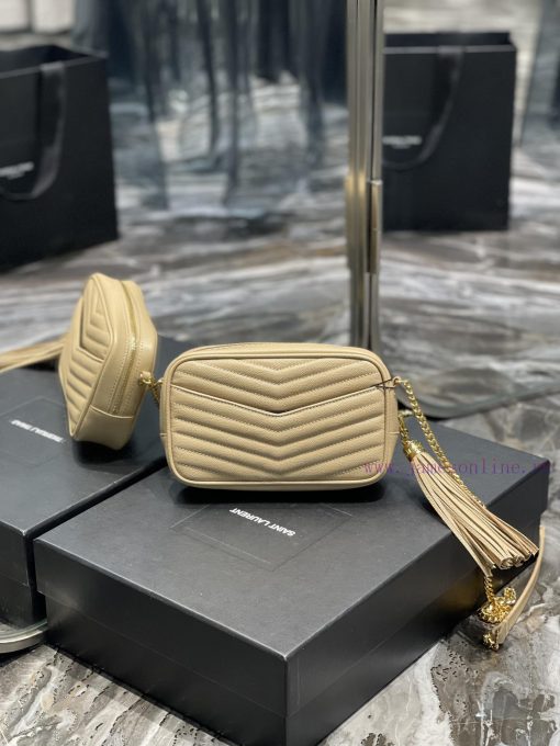 Yves Saint Laurent Bags Apricot colored gold buckle_Top class imported cowhide camera bag, ZP open mold printing, to b6n5iw0k - Image 7