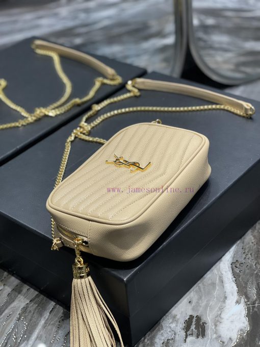 Yves Saint Laurent Bags Apricot colored gold buckle_Top class imported cowhide camera bag, ZP open mold printing, to b6n5iw0k - Image 9