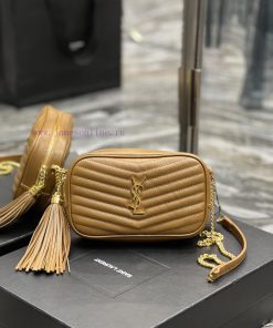 Yves Saint Laurent Bags Caramel Gold Buckle_Top class imported cowhide camera bag, ZP open mold printing, to be iden nyhycxk3