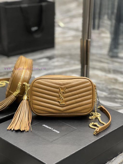 Yves Saint Laurent Bags Caramel Gold Buckle_Top class imported cowhide camera bag, ZP open mold printing, to be iden nyhycxk3 - Image 2