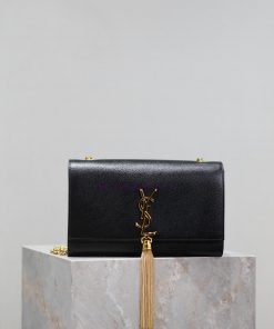 Yves Saint Laurent Bags Eternal Classic Black Gold Button CaviarKATE 24cm_ tassel bagDefinitely an eternal classic o 374knlqn