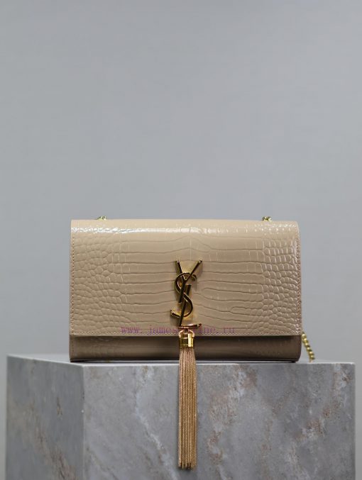 Yves Saint Laurent Bags Eternal Classic Apricot Gold Button Crocodile PatternKATE 24cm_ tassel bagDefinitely an eter c9n7s105