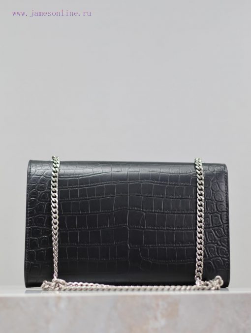 Yves Saint Laurent Bags Eternal Classic Black Silver Buckle Matte Crocodile PatternKATE 24cm_ tassel bagDefinitely a agh2b3vt - Image 7