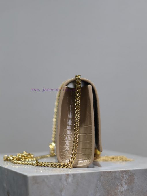 Yves Saint Laurent Bags Eternal Classic Apricot Gold Button Crocodile PatternKATE 24cm_ tassel bagDefinitely an eter c9n7s105 - Image 7