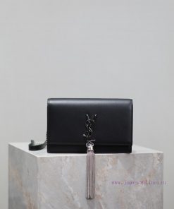 Yves Saint Laurent Bags Eternal classic black silver buckle plain weaveKate_ Tassel Chain Bag, with detachable shoul 5rcox2cd