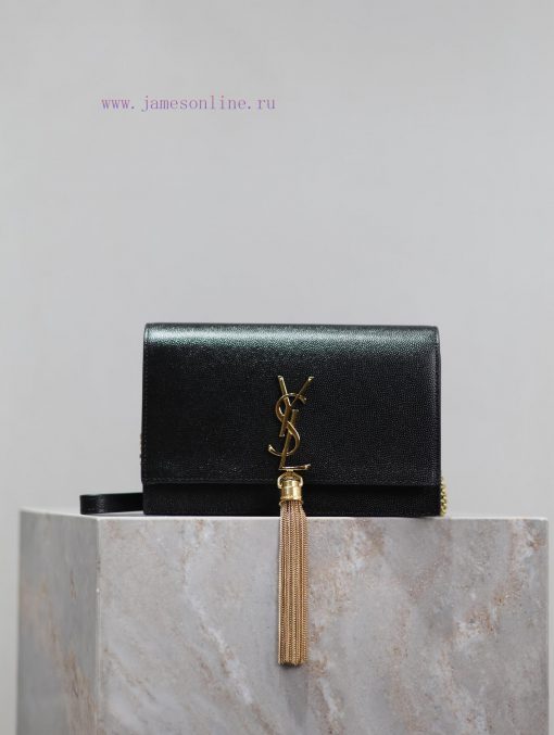 Yves Saint Laurent Bags Eternal Classic Black Gold Button CaviarKate_ Tassel Chain Bag, with detachable shoulder str msj7e3r7