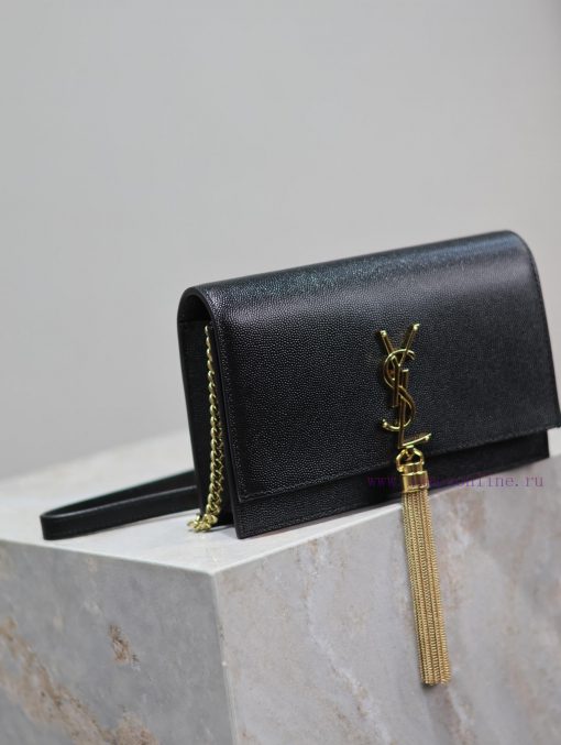 Yves Saint Laurent Bags Eternal Classic Black Gold Button CaviarKate_ Tassel Chain Bag, with detachable shoulder str msj7e3r7 - Image 4