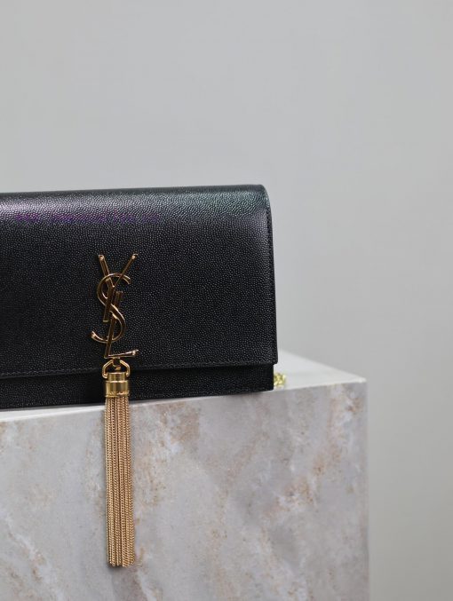 Yves Saint Laurent Bags Eternal Classic Black Gold Button CaviarKate_ Tassel Chain Bag, with detachable shoulder str msj7e3r7 - Image 5