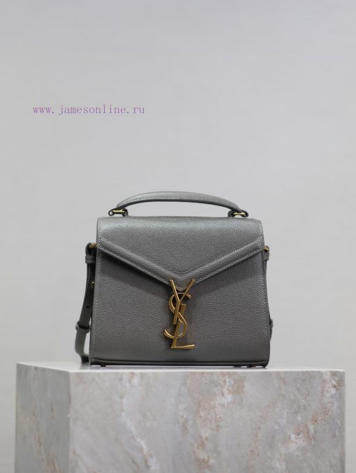 Yves Saint Laurent Bags Grey Golden Button CaviarThe other design of the CASSANDRA mini handbag series is its rotati k009nm1y - Image 2
