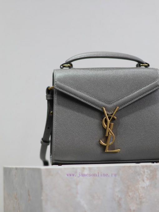 Yves Saint Laurent Bags Grey Golden Button CaviarThe other design of the CASSANDRA mini handbag series is its rotati k009nm1y - Image 4