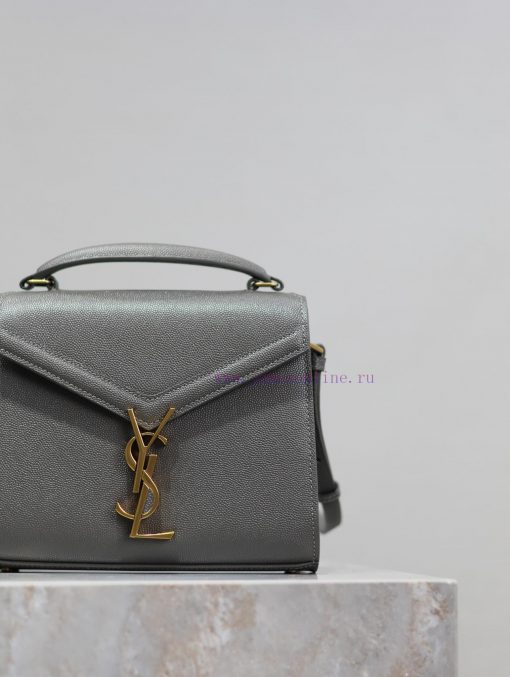 Yves Saint Laurent Bags Grey Golden Button CaviarThe other design of the CASSANDRA mini handbag series is its rotati k009nm1y - Image 5