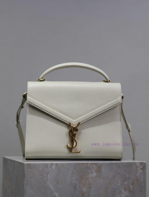 Yves Saint Laurent Bags White gold button caviarCASSANDRA_ briefcase, made of Italian imported cowhide, paired with ny3h7q8v