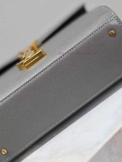 Yves Saint Laurent Bags Grey Golden Button CaviarThe other design of the CASSANDRA mini handbag series is its rotati k009nm1y - Image 8