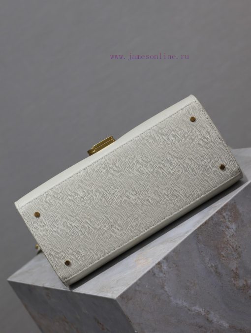 Yves Saint Laurent Bags White gold button caviarCASSANDRA_ briefcase, made of Italian imported cowhide, paired with ny3h7q8v - Image 8