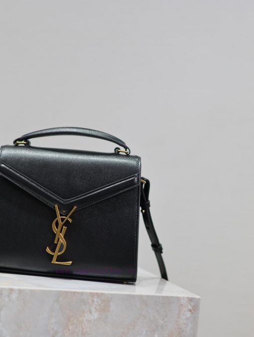 Yves Saint Laurent Bags Black gold button caviarThe other design of the CASSANDRA mini handbag series is its rotatin thwasrhy - Image 5