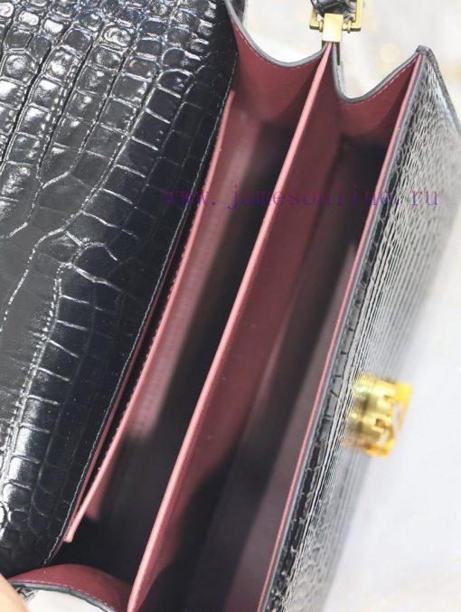 Yves Saint Laurent Bags Black gold buckle crocodile patternCASSANDRA_ briefcase, made of Italian imported cowhide, p qm2yd5wi - Image 9