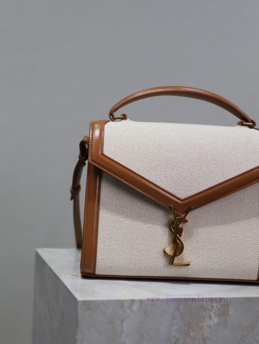 Yves Saint Laurent Bags Earth Gold Button Cotton and HempCASSANDRA_ briefcase, the combination of different material 23kfhkln - Image 3