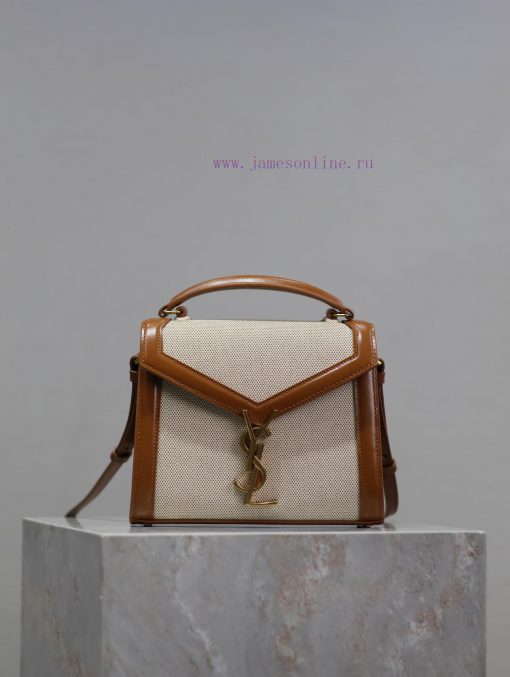 Yves Saint Laurent Bags Earth Gold Button Cotton and HempCASSANDRA_ briefcase, the combination of different material 3mpzxiom - Image 2