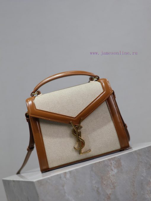 Yves Saint Laurent Bags Earth Gold Button Cotton and HempCASSANDRA_ briefcase, the combination of different material 3mpzxiom - Image 3