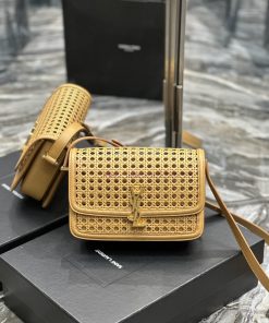 Yves Saint Laurent Bags 𝑺𝑶𝑳𝑭𝑬𝑹𝑰𝑵𝑶 𝑩𝑶𝑿 Apricot bamboo weaving with cowhide 2cmMust be popular, it conquered the entir i0pe4lzh