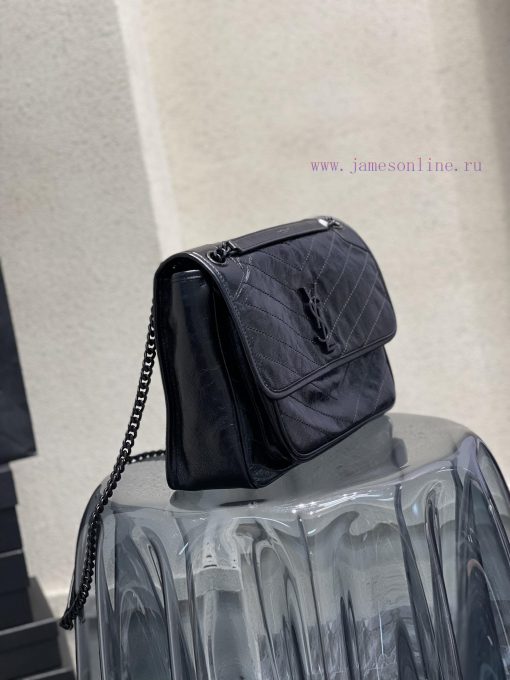 Yves Saint Laurent Bags 𝑁𝑖𝑘𝑖 32 𝑐𝑚 _ Black ChainThe popular Nikki has made a breakthrough by using used oil wax cowh msxl934m - Image 4