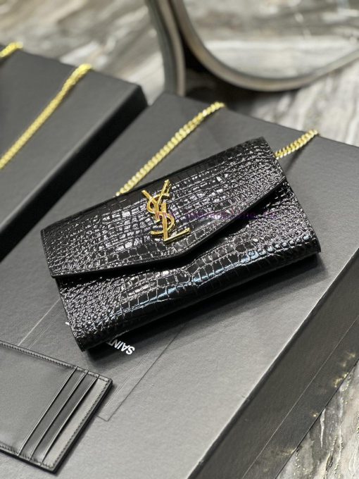 Yves Saint Laurent Bags 𝑈𝑝𝑡𝑜𝑤𝑛 _ Mini envelope packageBlack crocodile patterned gold buckle_The most classic iconic go0zfzoj - Image 7