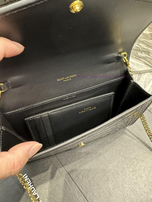 Yves Saint Laurent Bags 𝑈𝑝𝑡𝑜𝑤𝑛 _ Mini envelope packageBlack crocodile patterned gold buckle_The most classic iconic go0zfzoj - Image 9