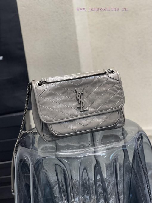 Yves Saint Laurent Bags 𝐍𝐢𝐤𝐢𝟐𝟖𝐜𝐦 _ GreyBreakthrough in using used oil wax cowhide, the waxing effect is a bit like a jx4f3z2u - Image 3