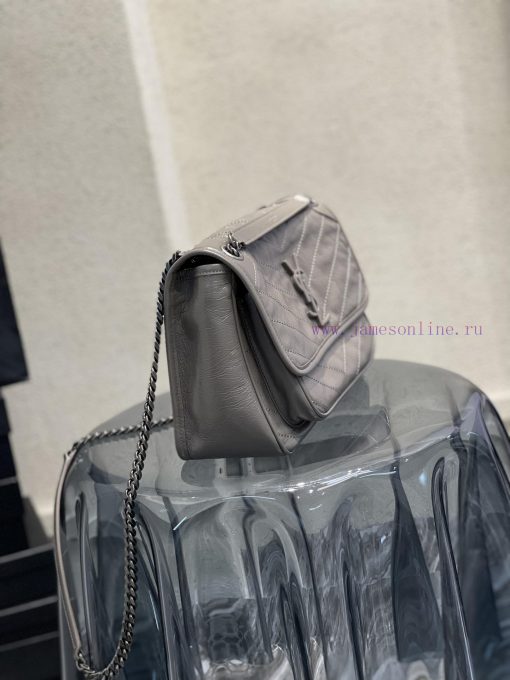 Yves Saint Laurent Bags 𝐍𝐢𝐤𝐢𝟐𝟖𝐜𝐦 _ GreyBreakthrough in using used oil wax cowhide, the waxing effect is a bit like a jx4f3z2u - Image 4