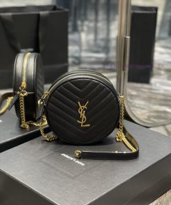 Yves Saint Laurent Bags The latest VINYLE cute round bag is made of imported high-quality caviar cowhide, which is l ytb237mb