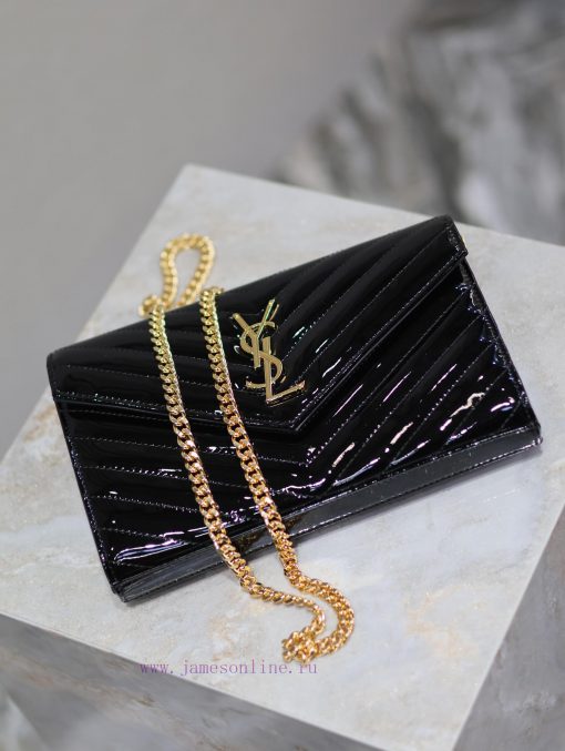 Yves Saint Laurent Bags Black gold buckle patent leather_MONOGRAM Envelope Package A super practical small bag, the nhhc6whl - Image 7
