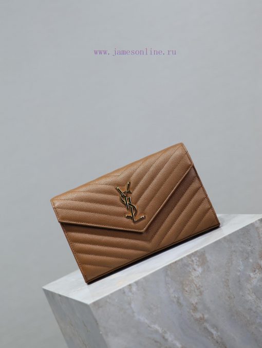 Yves Saint Laurent Bags Caramel Golden Button Caviar_MONOGRAM Envelope Package A super practical small bag, the most 0s4m60lz - Image 3