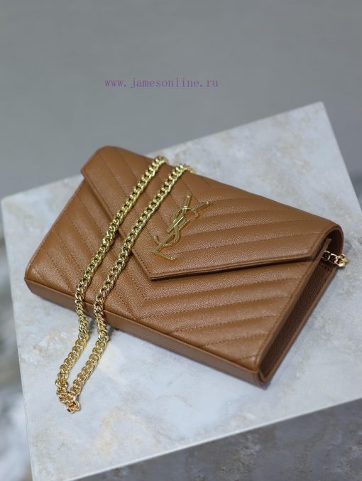 Yves Saint Laurent Bags Caramel Golden Button Caviar_MONOGRAM Envelope Package A super practical small bag, the most 0s4m60lz - Image 7