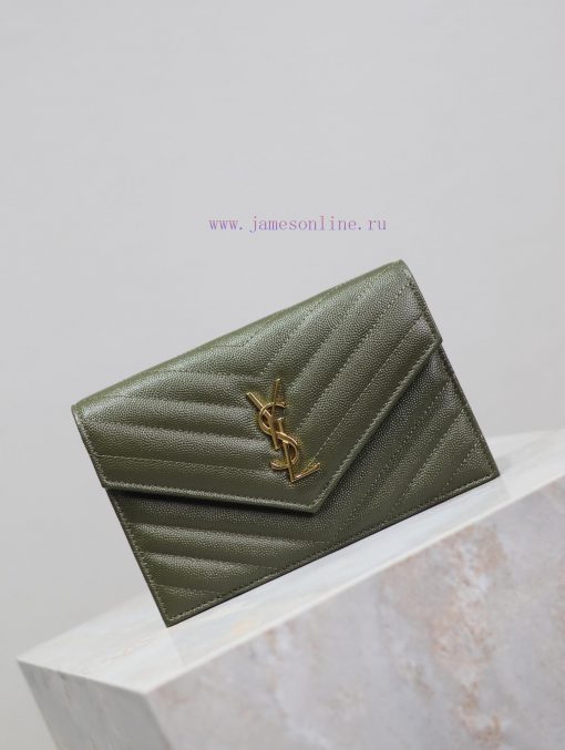 Yves Saint Laurent Bags Olive green gold button caviar_The WoC small envelope bag is coming soon. When it comes to e mei0llyv - Image 3