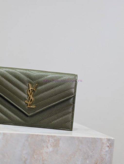 Yves Saint Laurent Bags Olive green gold button caviar_The WoC small envelope bag is coming soon. When it comes to e mei0llyv - Image 4