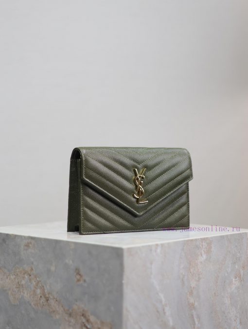 Yves Saint Laurent Bags Olive green gold button caviar_The WoC small envelope bag is coming soon. When it comes to e mei0llyv - Image 6