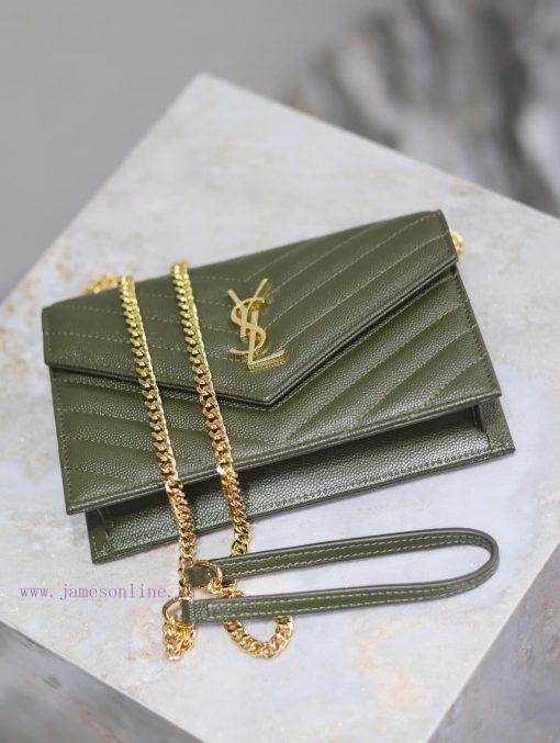 Yves Saint Laurent Bags Olive green gold button caviar_The WoC small envelope bag is coming soon. When it comes to e mei0llyv - Image 8
