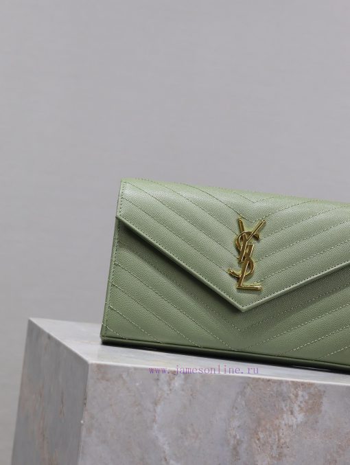 Yves Saint Laurent Bags Avocado green gold button caviar_MONOGRAM Envelope Package A super practical small bag, the 63zyxer3 - Image 4