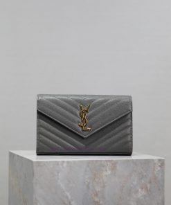 Yves Saint Laurent Bags Grey Golden Button Caviar_MONOGRAM Envelope Package A super practical small bag, the most cl ww6ojjpx