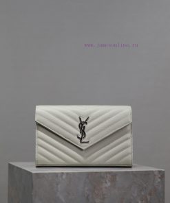 Yves Saint Laurent Bags White silver button caviar_MONOGRAM Envelope Package A super practical small bag, the most c af89qwnk
