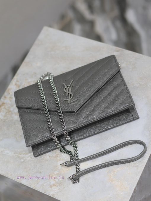 Yves Saint Laurent Bags Grey silver button caviar_The WoC small envelope bag is coming soon. When it comes to envelo mhpkxypp - Image 8