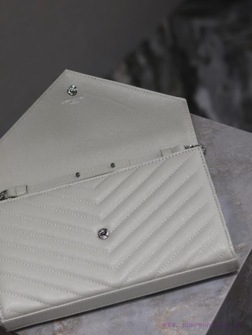 Yves Saint Laurent Bags White silver button caviar_MONOGRAM Envelope Package A super practical small bag, the most c af89qwnk - Image 9