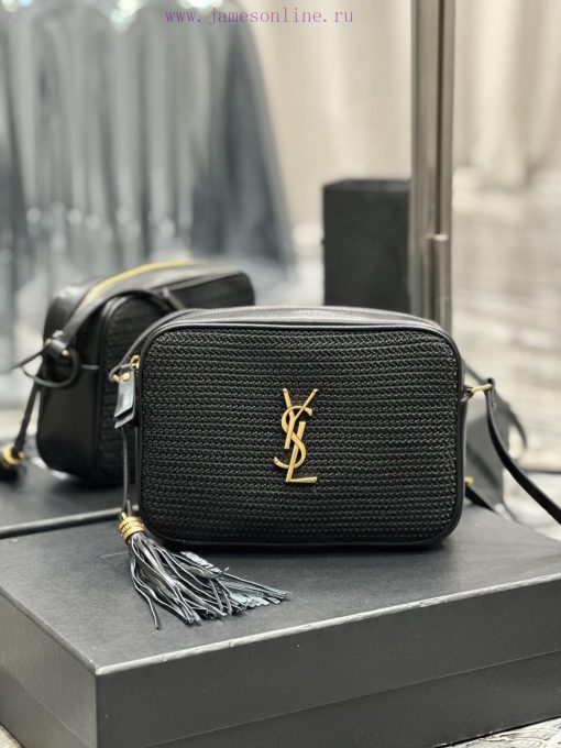Yves Saint Laurent Bags NEWLou Camera Bag - Black with Black Braided Gold BuckleTop level imported Italian cowhide c fvpris12