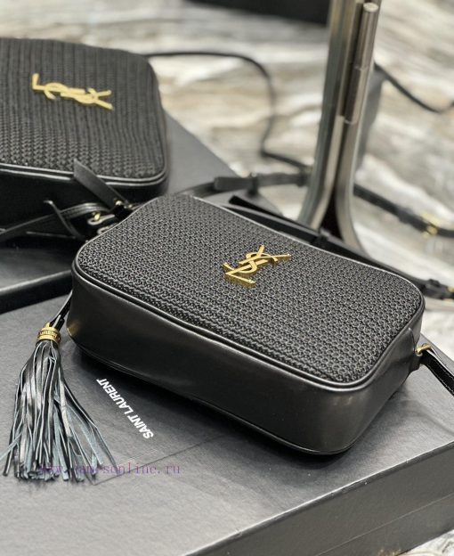 Yves Saint Laurent Bags NEWLou Camera Bag - Black with Black Braided Gold BuckleTop level imported Italian cowhide c fvpris12 - Image 9