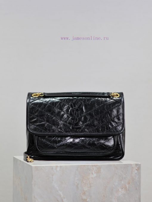 Yves Saint Laurent Bags Black gold buckle oil wax leather 28cmNiki has been updated with a new version that is even 30ex11al