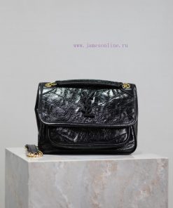 Yves Saint Laurent Bags Black gold buckle oil wax leather 22cmNiki has been updated with a new version that is more n9xwxipu