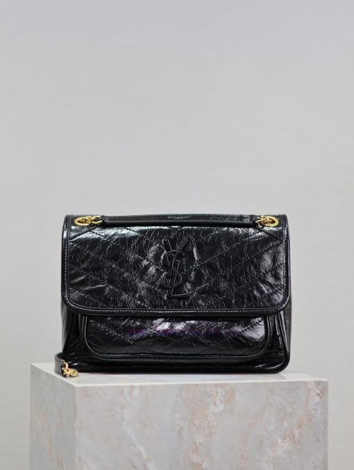 Yves Saint Laurent Bags Black gold buckle oil wax leather 28cmNiki has been updated with a new version that is even 30ex11al - Image 2