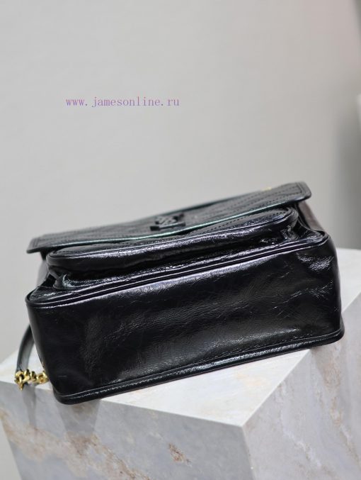 Yves Saint Laurent Bags Black gold buckle oil wax leather 28cmNiki has been updated with a new version that is even 30ex11al - Image 9