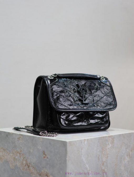 Yves Saint Laurent Bags Black silver buckle oil wax skin 22cmNiki has been updated with a new version that is more p h8q9pd6t - Image 6