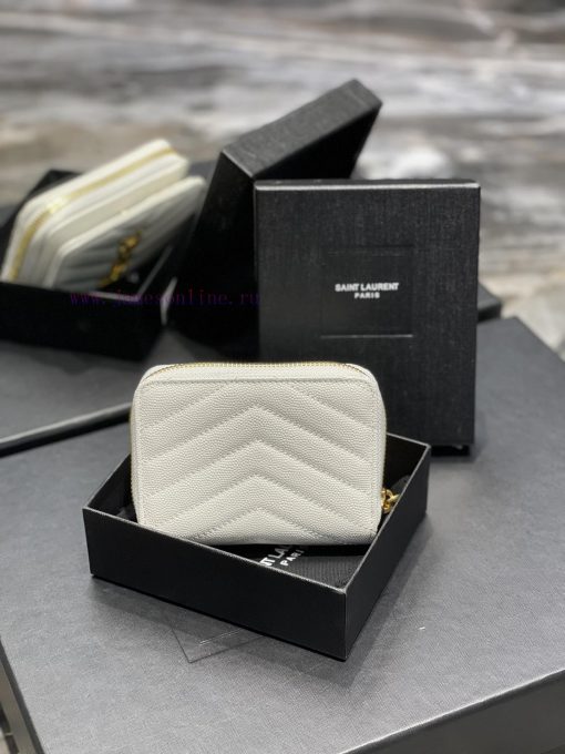 Yves Saint Laurent Bags 𝑴𝒐𝒏𝒐𝒈𝒓𝒂𝒎 _ WhiteShort round zipper wallet, made of black grain textured cowhide leather, pai s42ronyn - Image 7